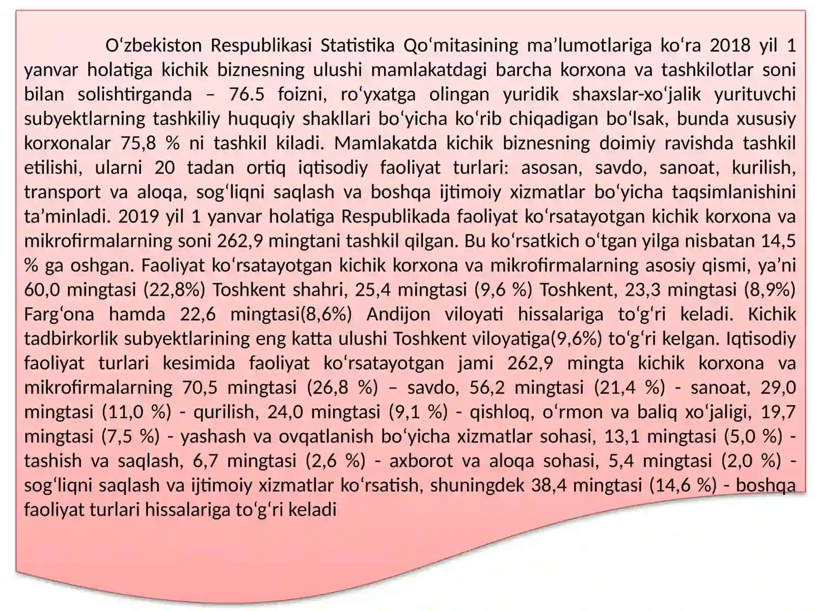 O‘ZBEKISTONDAKICHIK BIZNES VA TADBIRKORLIKNI RIVOJLANTIRISH ISTIQBOLLARI 4