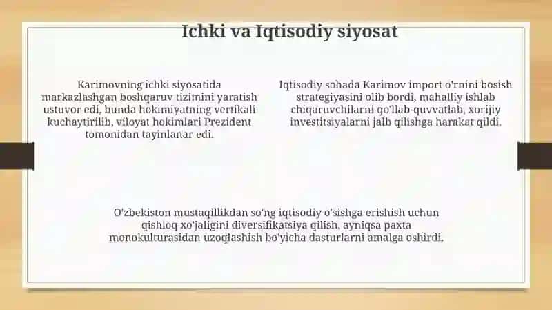 I. Karimovning tarjimai holi va Prezidentlikka kelishi 4