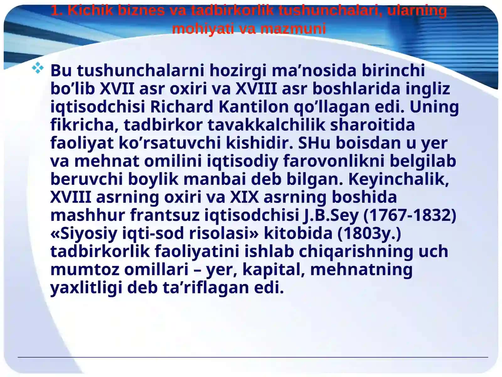 Kichik biznes va tadbirkorlikning mohiyati va mazmuni 4