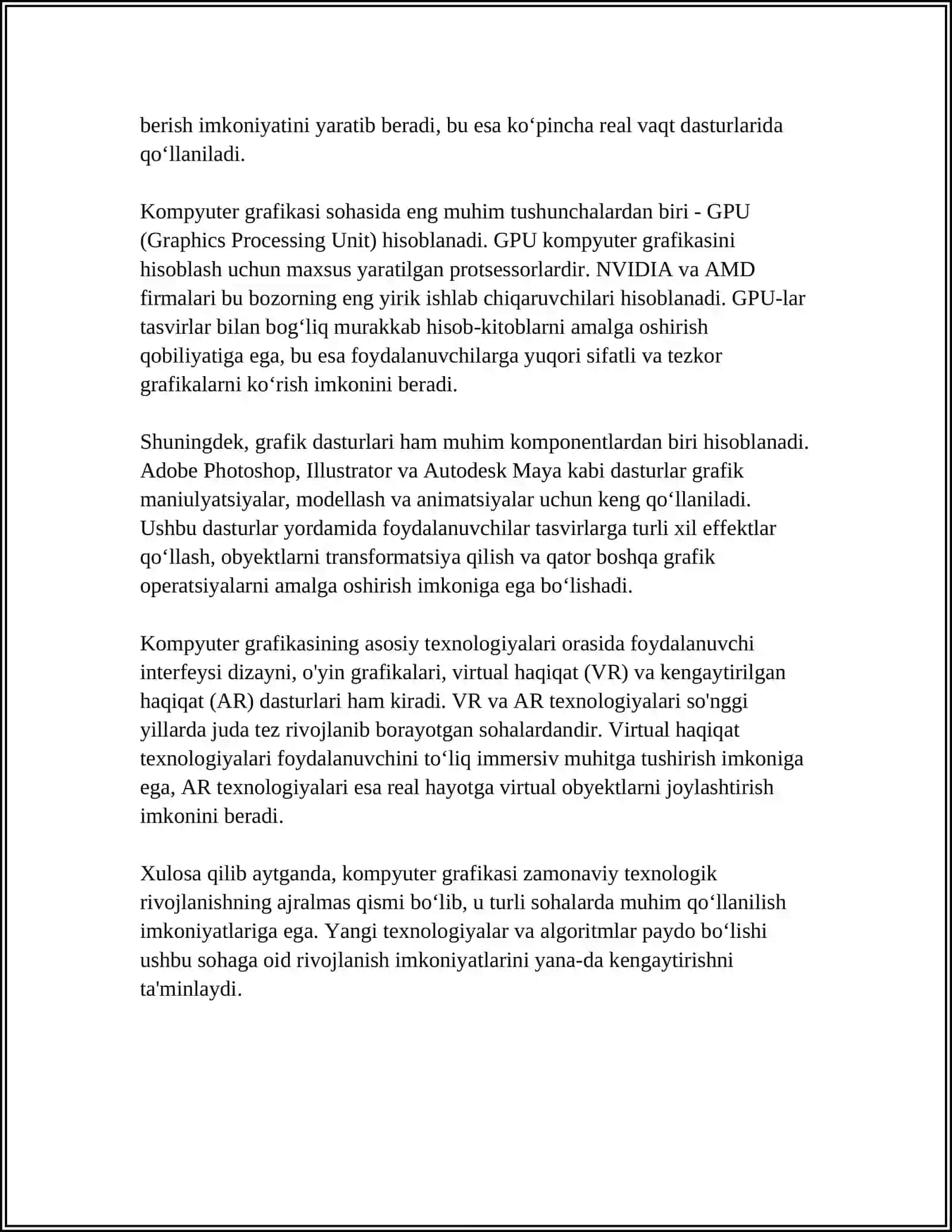 KOMPYUTER GRAFIKASINING DASTURIY TA'MINOTI 4