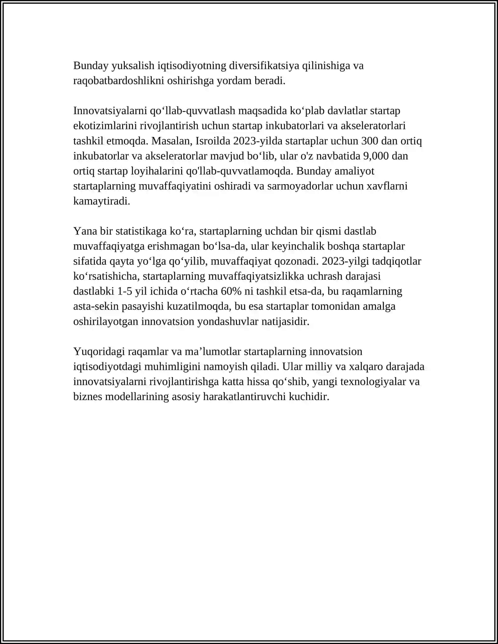 INNOVATSION IQTISODIYOTDA STARTAPLARNING O'RNI VA AXAMIYATI 4