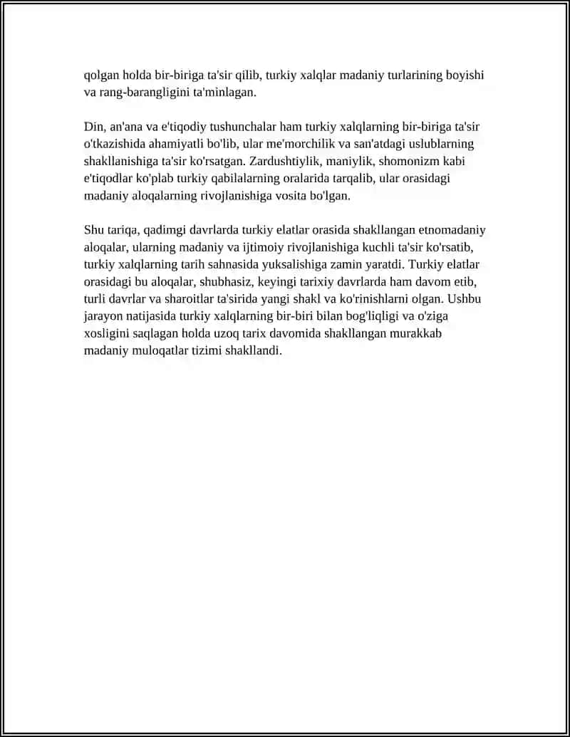 TURKIY XALQLAR O'RTASIDA ETNOMADANIY ALOQALARNING RIVOJLANISH BOSQICHLARI 4