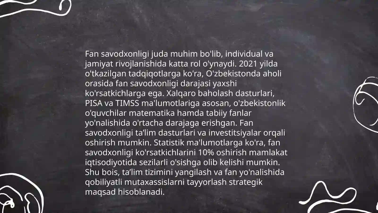 PISA va TIMSS dasturlaridagi savollarni tahlil qilish va ularni darslarda qo'llash 4
