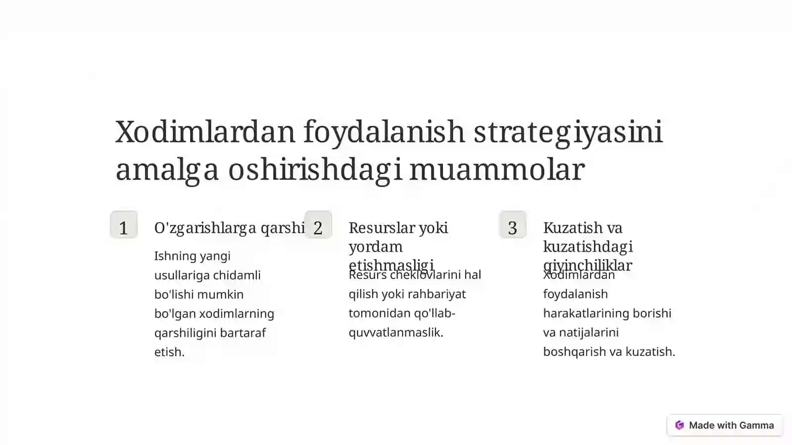 Samadimizning xodimlarga olib keladigan har bir uslubimiz 4