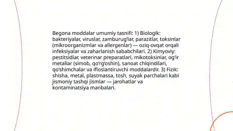 Begona moddalar tushunchasi va tasnifi 4