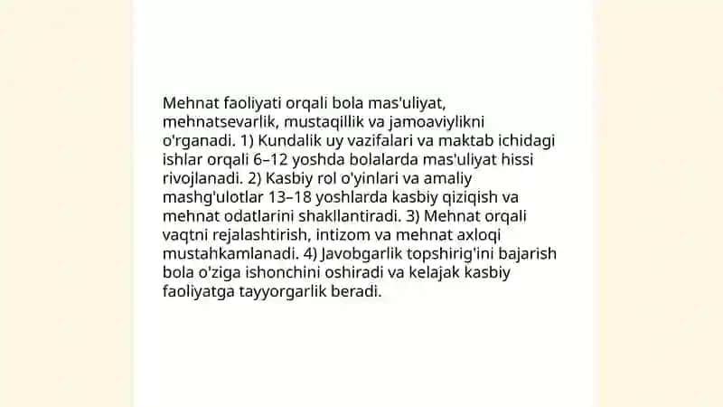O'yin faoliyatining bolani tarbiyalash va rivojlantirishdagi o'rni 4