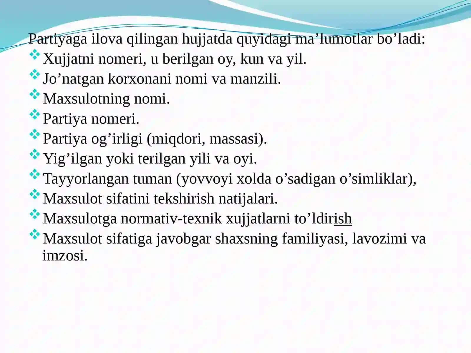 Dorivor o’simlik maxsulotlarini tahlil qilish 4