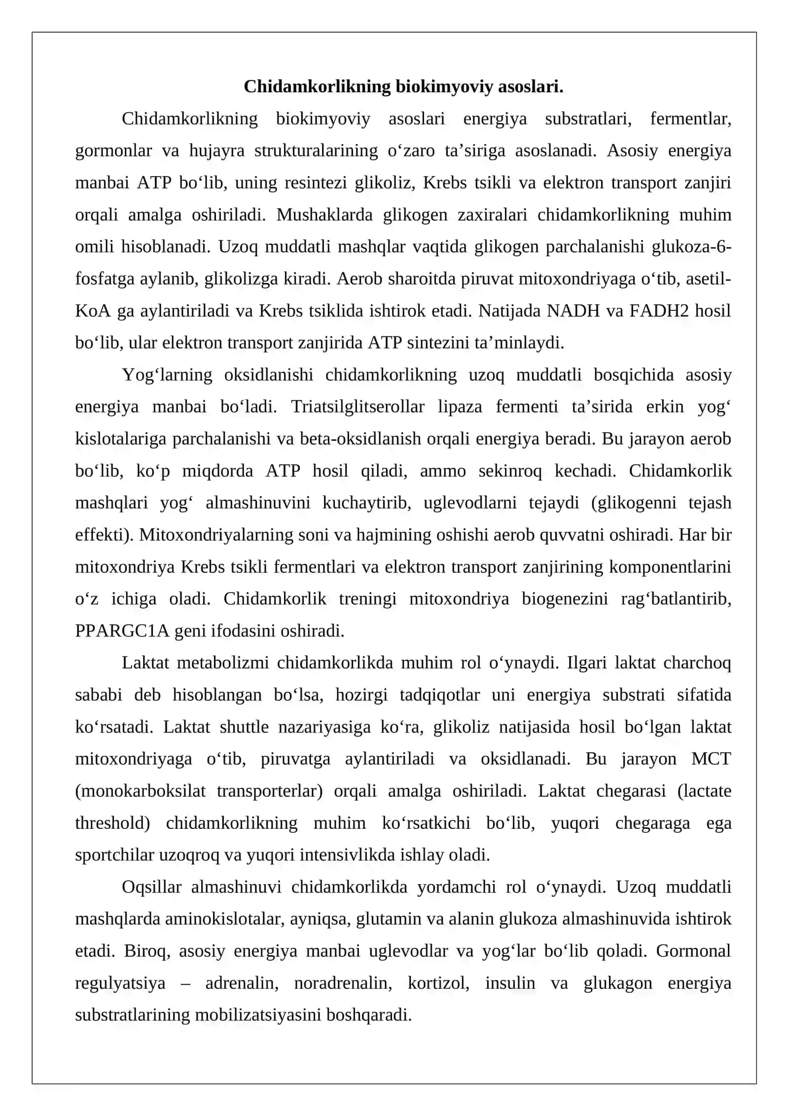 Chidamkorlikning biokimyoviy asoslari va ularning rivojlantirish usullari 4