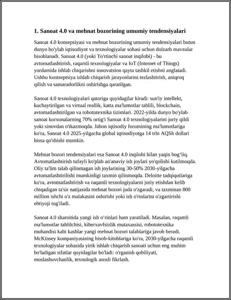 TO'RTINCHI SANOAT (SANOAT 4.0.) INQILOBI 4