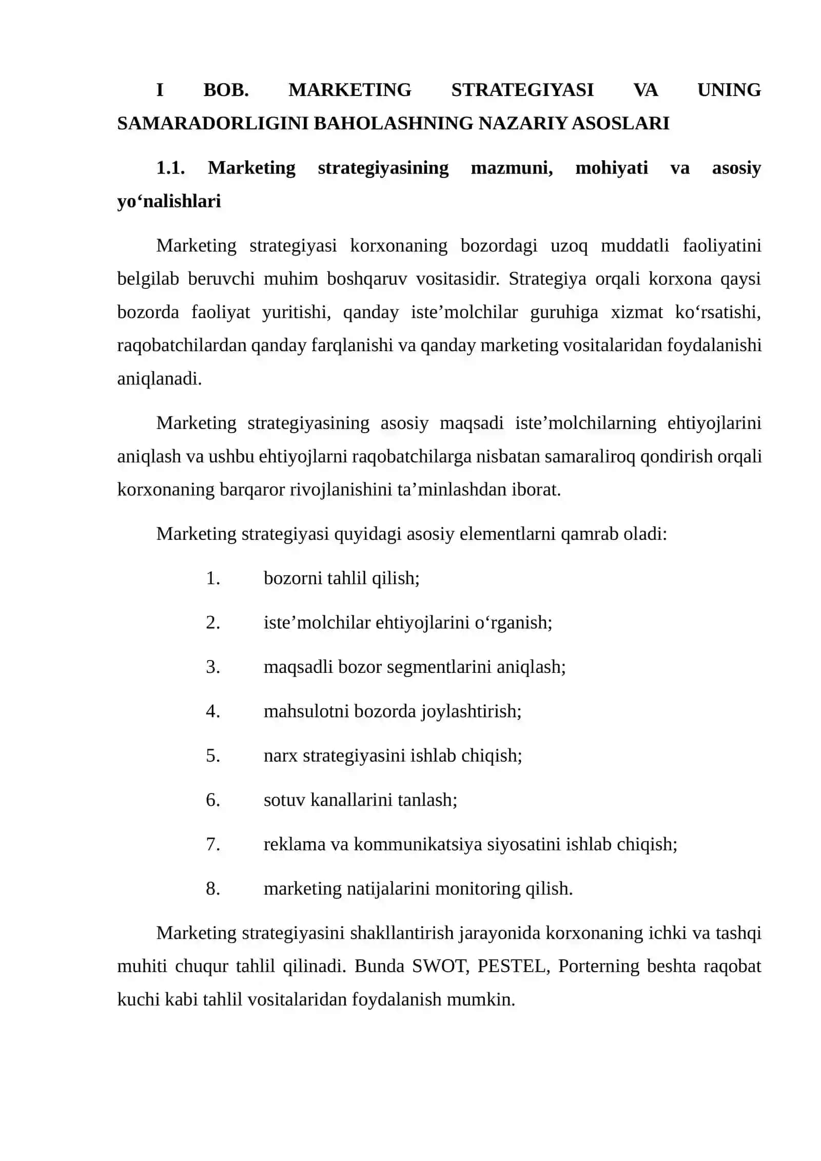 MARKETING STRATEGIYASI SAMARADORLIGINI BAHOLASH( KPI VA ROI) REJA 4
