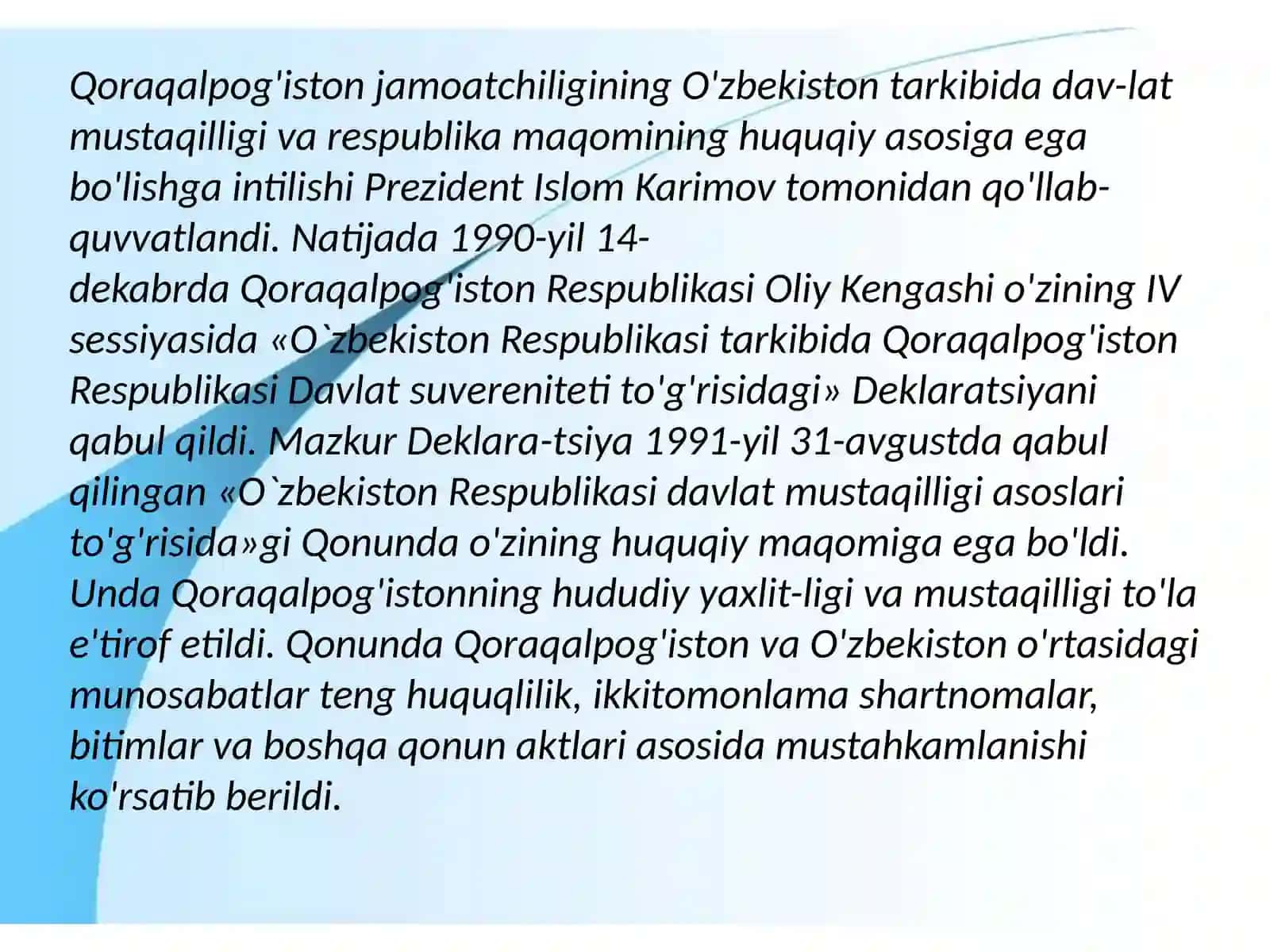 MUSTAQILLIK YILLARIDA SUVERENQORAQALPOGʻISTON RESPUBLIKASINING IJTIMOIY IQTISODIY TARAQQIYOTI 4