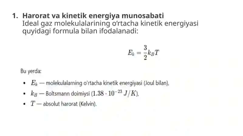Haroratdagi  jismning kinetik energiyasi .Kuch va inersiya momenti 4
