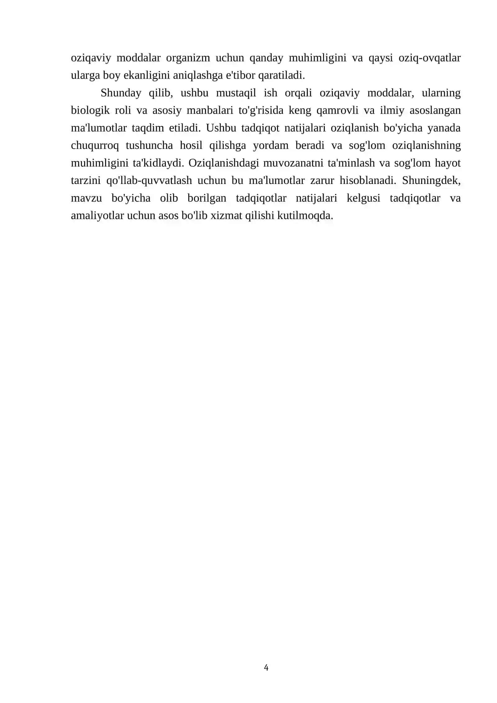 Asosiy oziqaviy moddalar - oqsillar, yog‘lar, karbonsuvlar, mineral moddalar va vitaminlarning biologik roli va asosiy manbalari 4