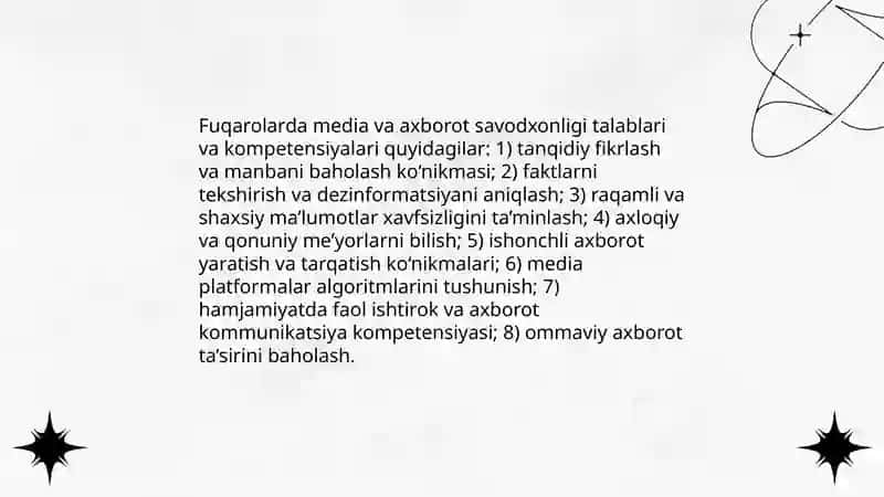 Media va axborot savodxonligi talablari va afzalliklari 4