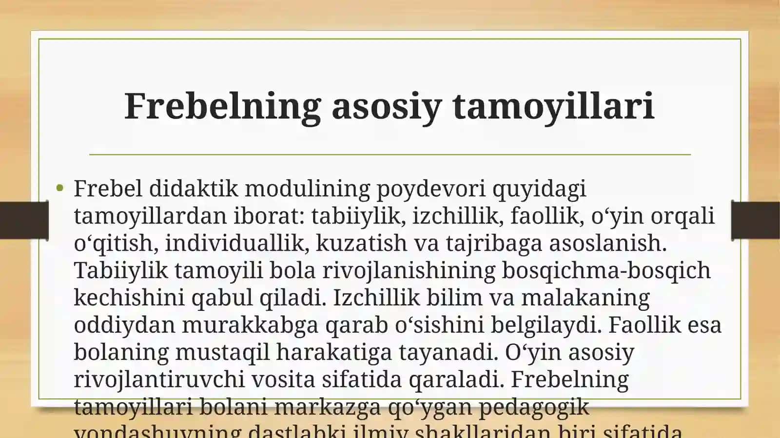 F. FREBELNING DIDAKTIK TA’LIM MODULI 4