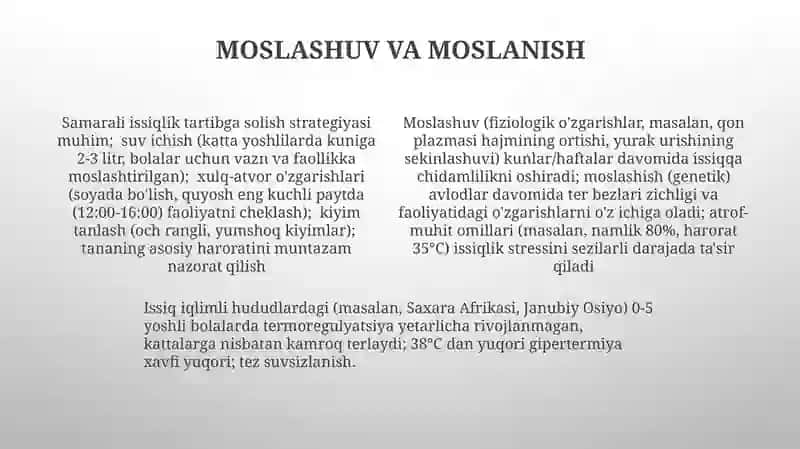 Issiq iqlim sharoitlarida bolalarning termoregulyatsiyasi 4