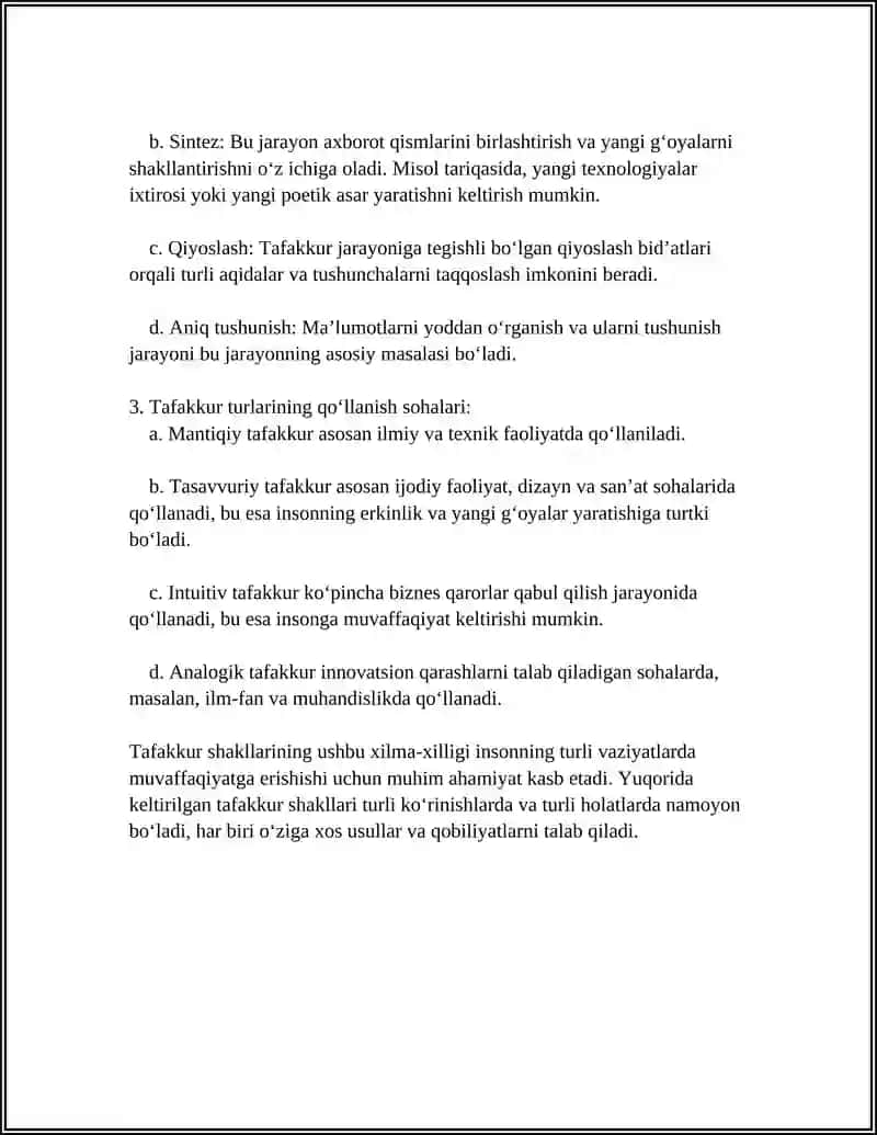 TAFAKKUR SHAKLLARI TUSHUNCHA, HUKM VA XULOSA 4