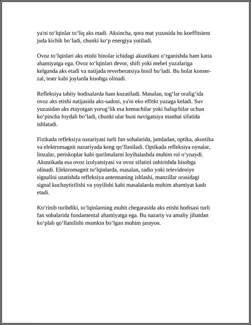 To‘lqinlarning muhit chegarasida aks etishi (refleksiya) 4
