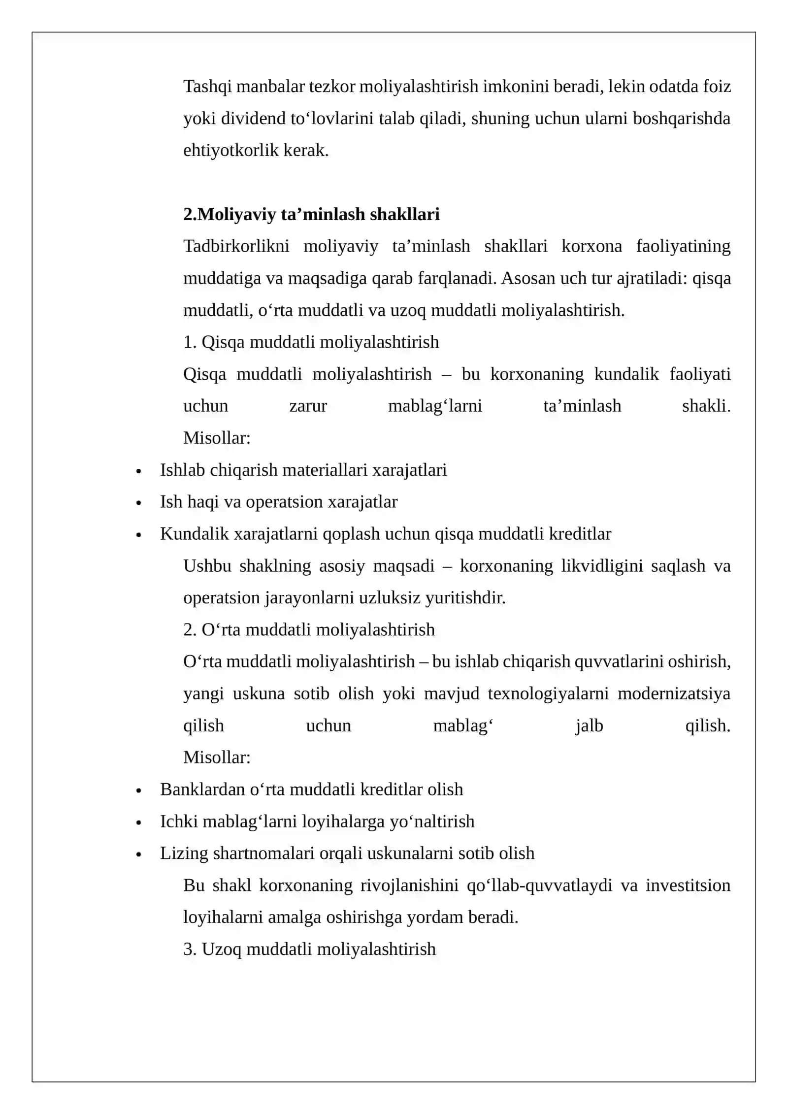 Tadbirkorlikni moliyaviy ta’minlash yo‘llari 4