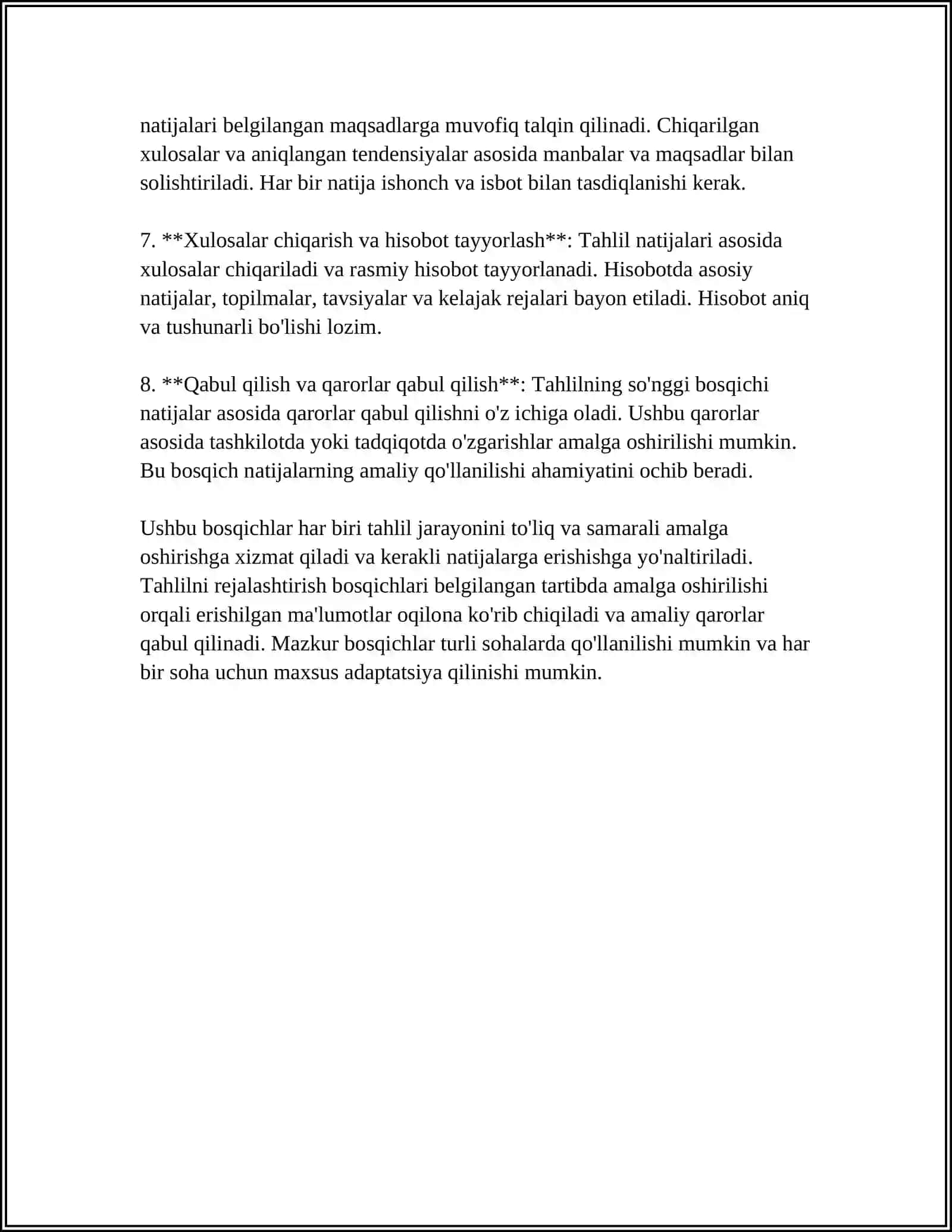 TAHLILNI O‘TKAZISH BOSQICHLARI 4