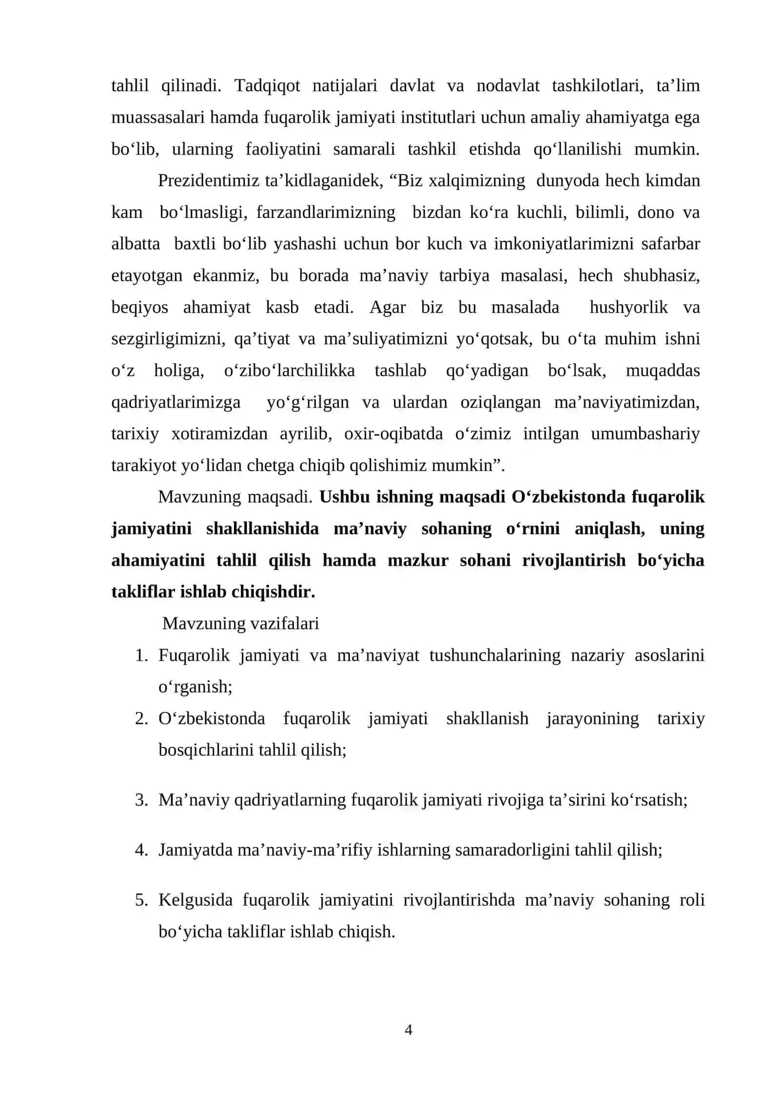 O‘zbekistondа fuqаrolik jаmiyаtini shаkllаnishidа mа’nаviy sohаni o‘rni vа аhаmiyаti 4