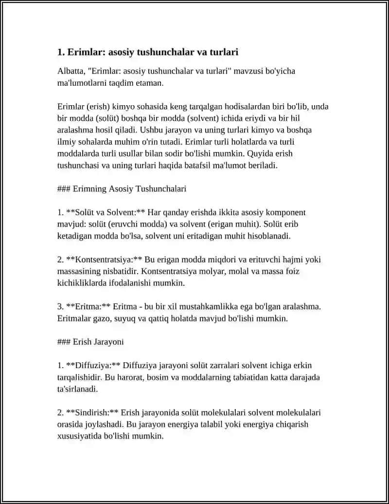 Erimlar: Asosiy Tushunchalar va Turlari 4