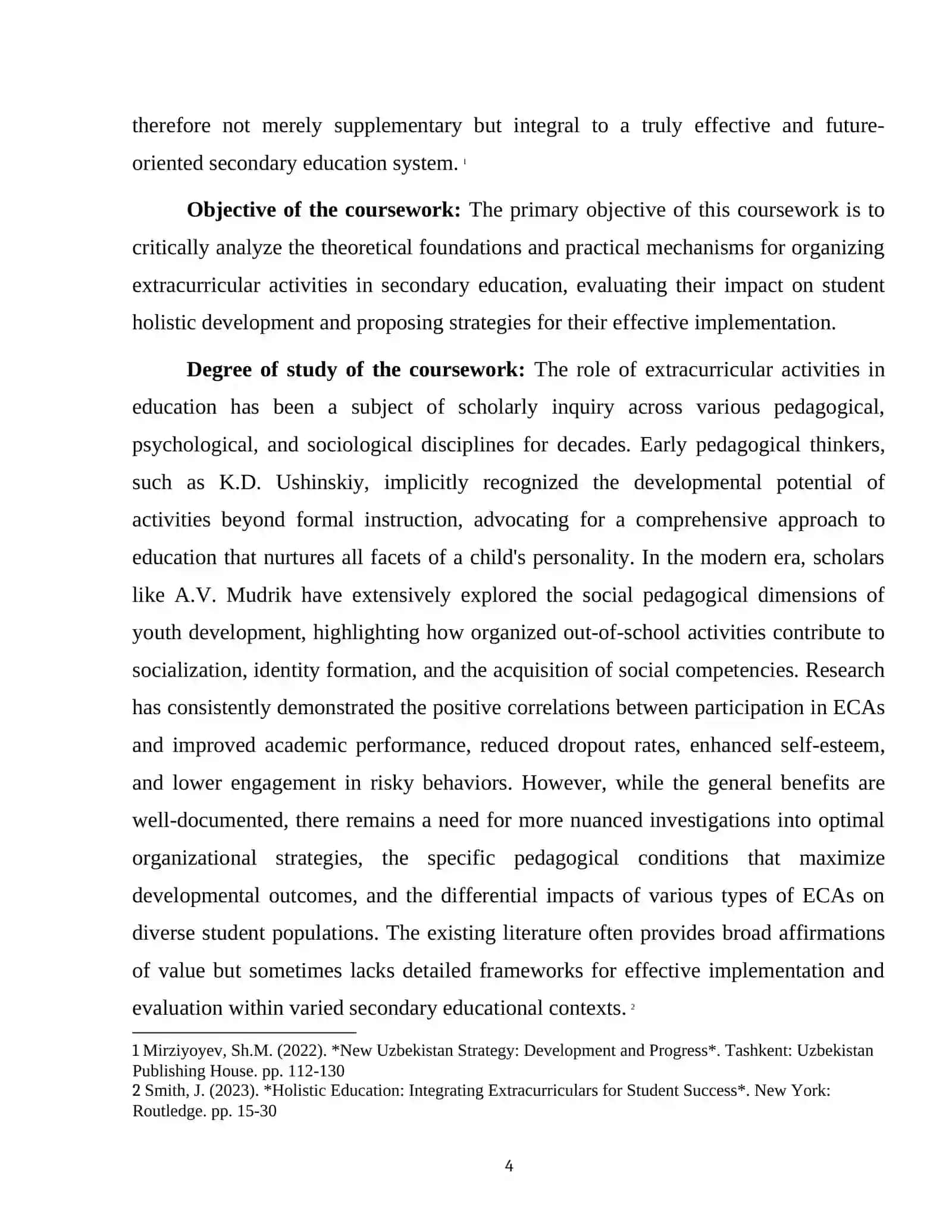 THE ROLE OF ORGANIZING EXTRACURRICULAR ACTIVITIES IN SECONDARY EDUCATION 4