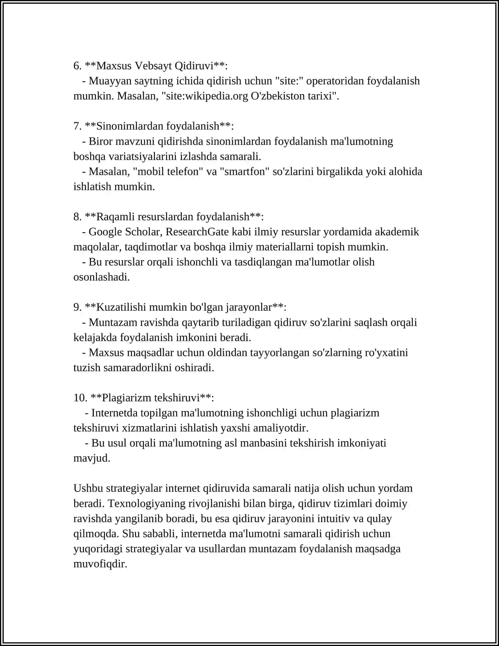 INTERNET TARMOG'IDA MUTAXASSISLIKKA DOIR MALUMOTLARNI IZLASH VA FOYDALANISH 4
