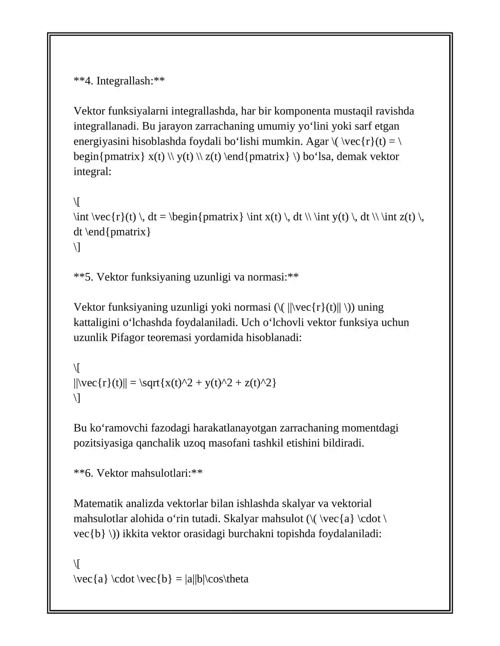 VEKTOR FUNKSIYALARINING AERODINAMIKA VA TELEKAMMUNIKASIDAGI TADBIQLARI 4