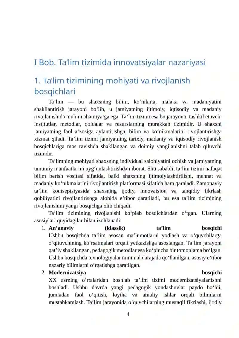 Ta’lim tizimini innovatsion rivojlantirish yo‘nalishlari 4
