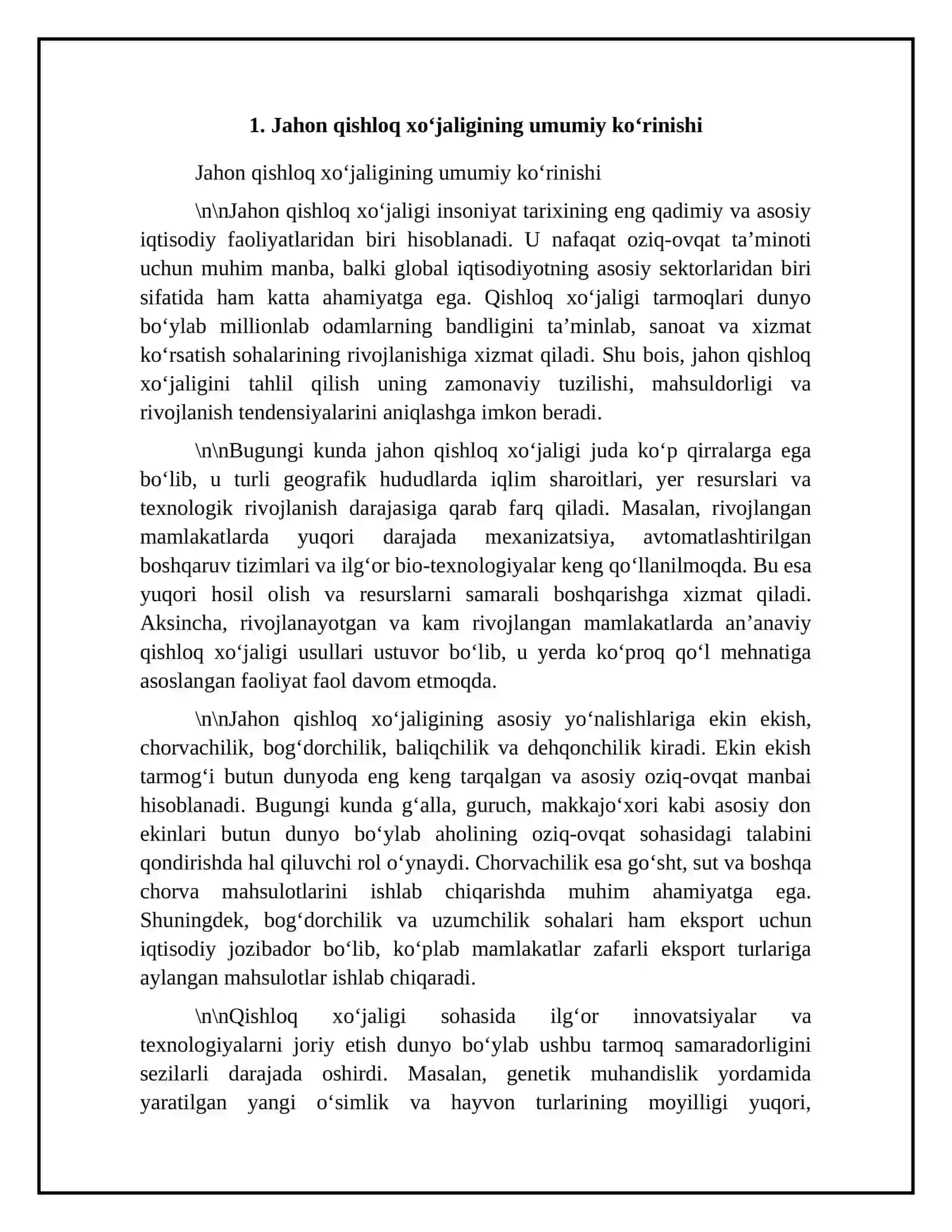 Jahon qishloq xoʻjaligini tahlil qilish 4