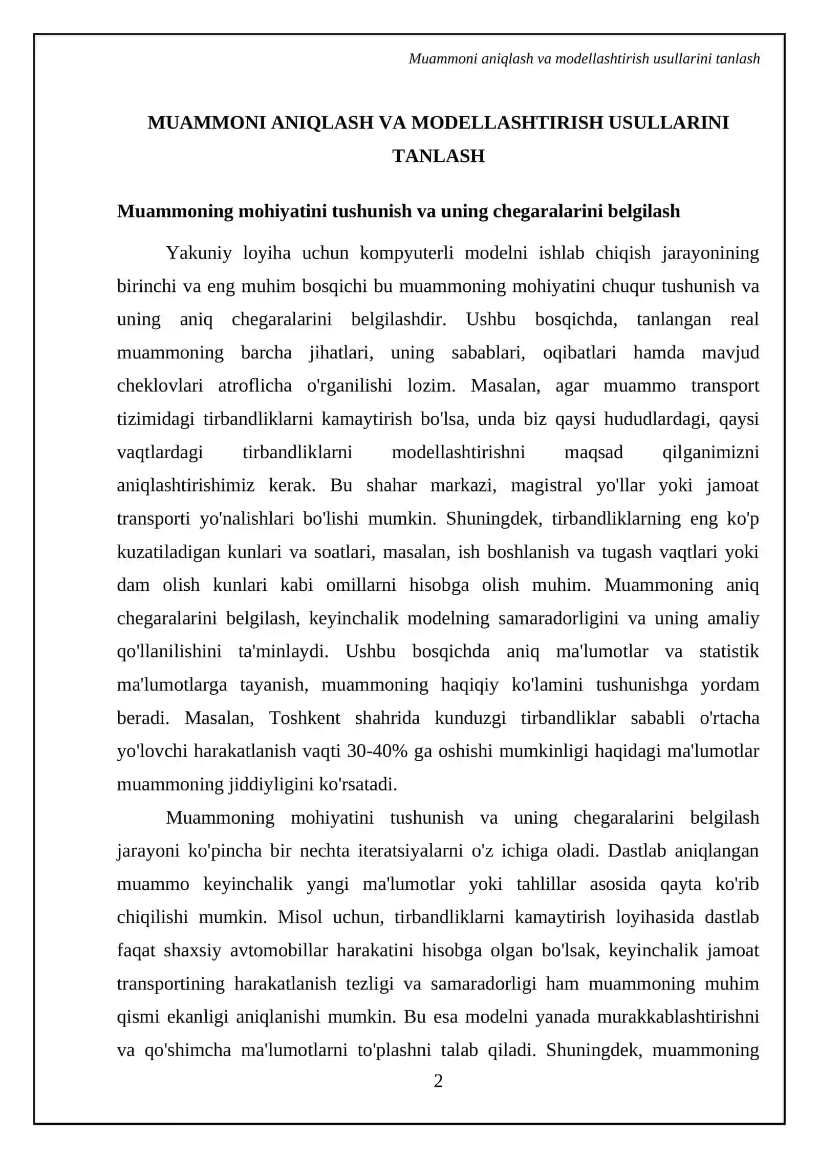 Yakuniy loyiha: tanlangan real muammo uchun kompyuterli model ishlab chiqish. Kuzatish natijalarini qayta ishlashga doir masalalar yechish 4