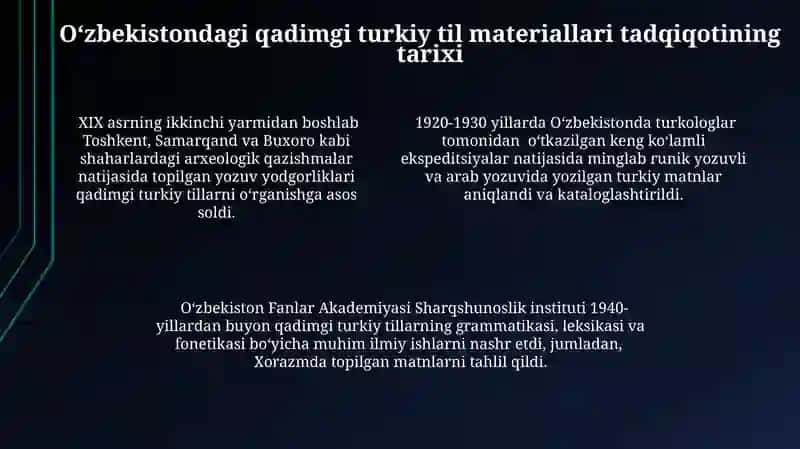 Oʻzbekistonda qadimgi turkiy til materiallarini oʻrganish 4