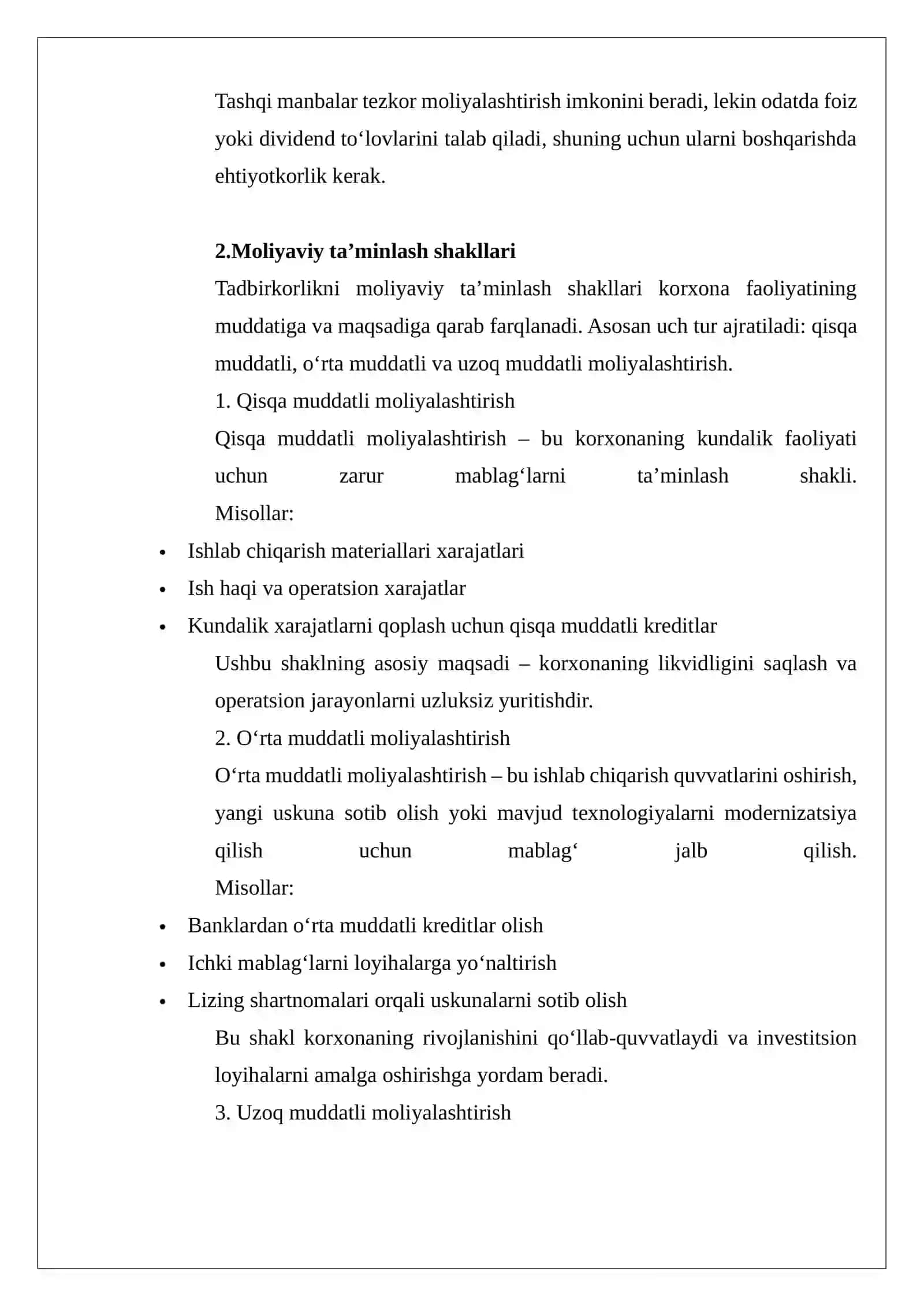 Tadbirkorlikni moliyaviy ta’minlash yo‘llari 4