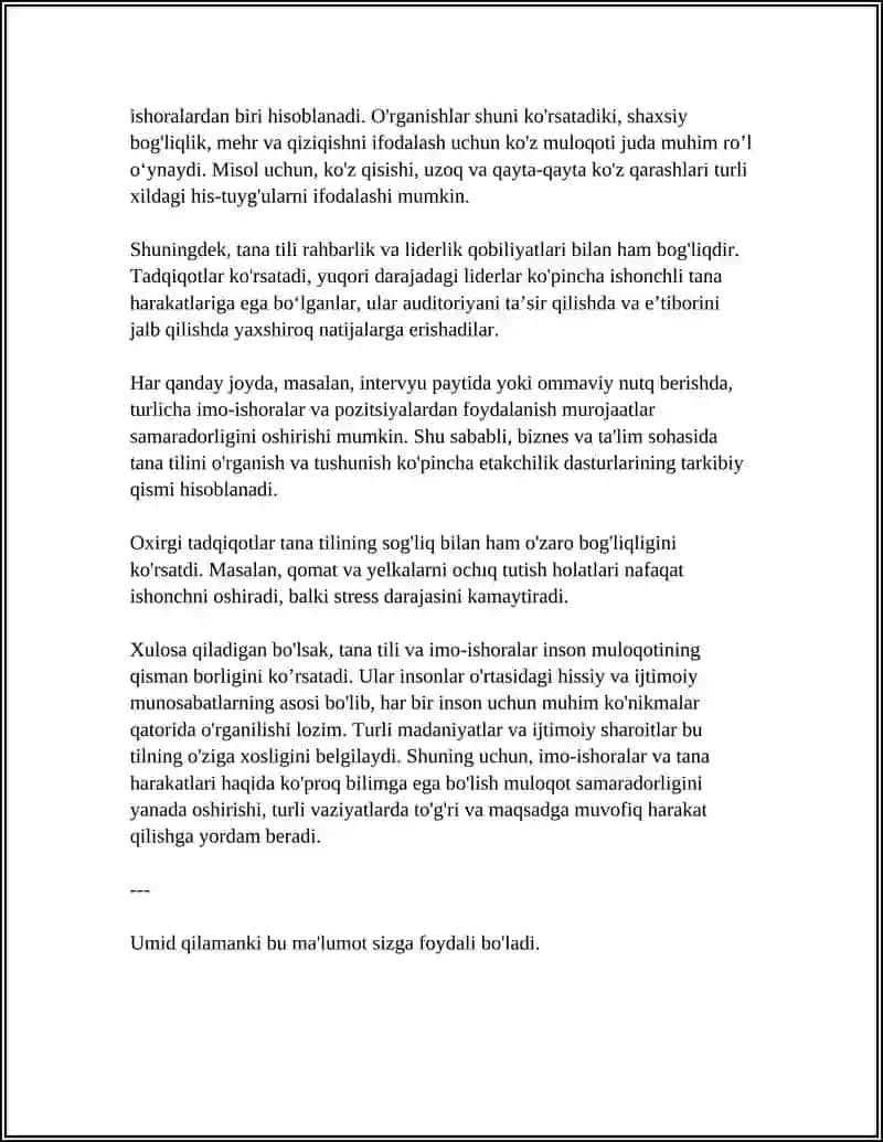 MULOQOTNI BOYITUVCHI OMILLAR.NOVERBAL MULOQOT 4