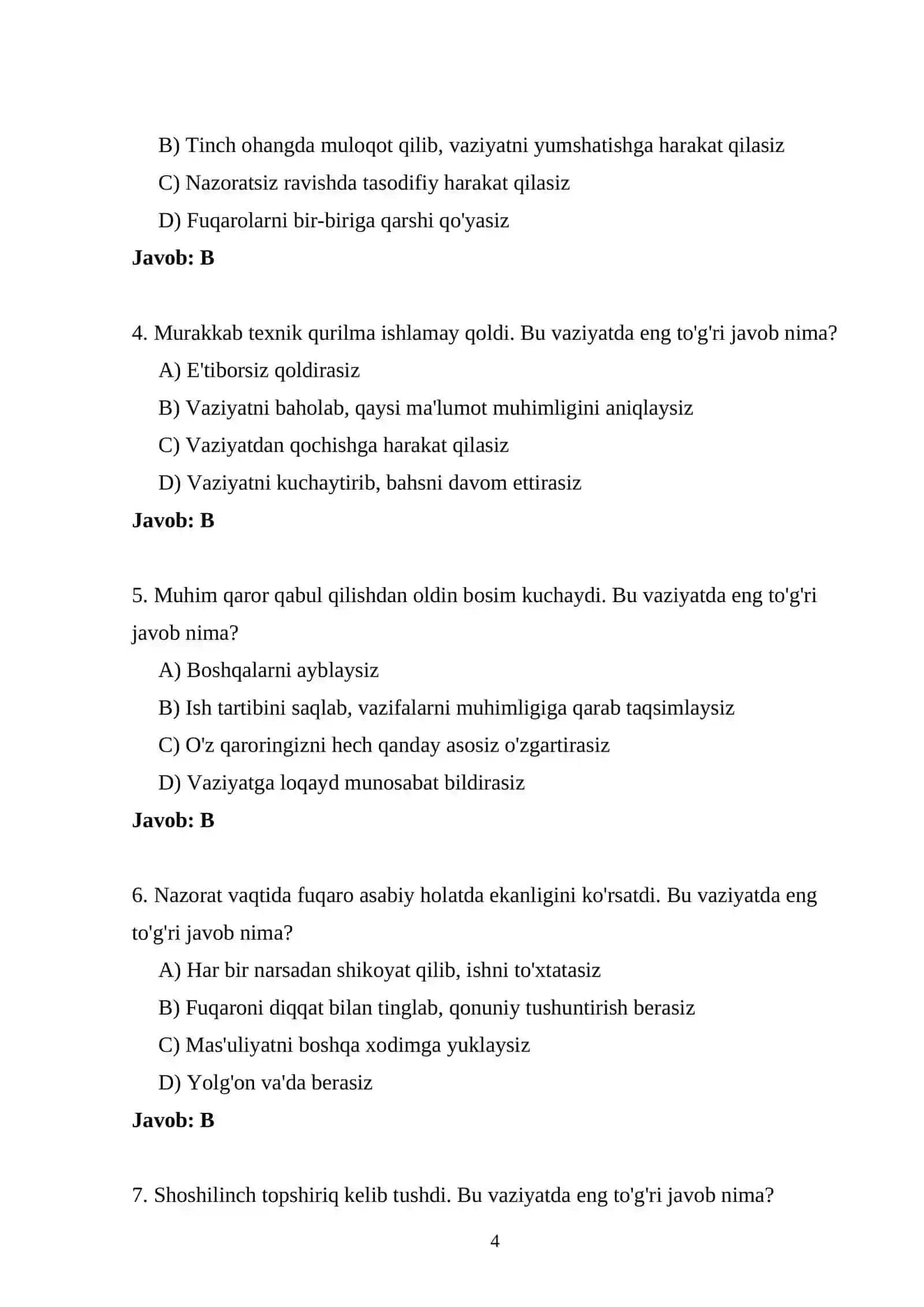 Bojxona psixologik testlari 4