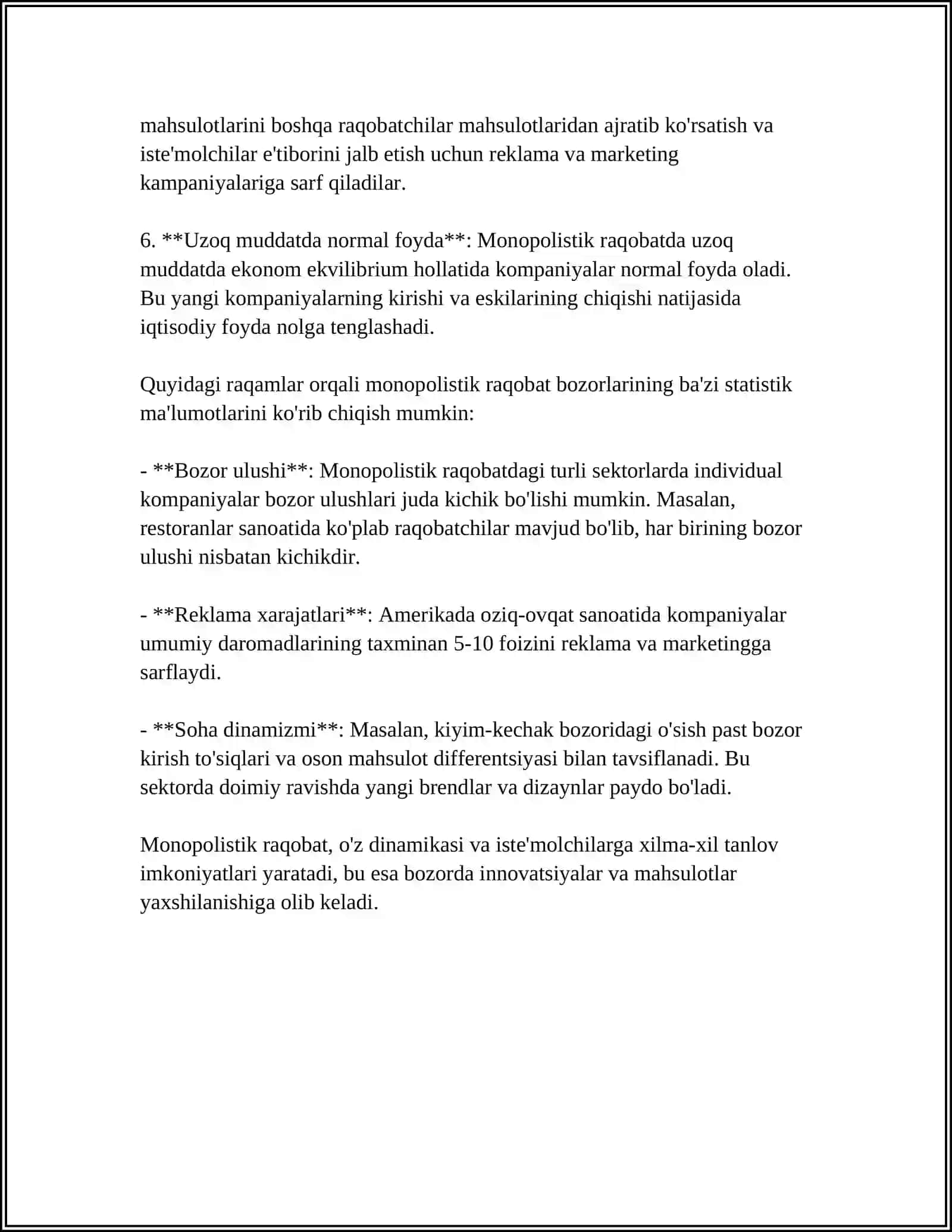 MONOPOLISTIK RAQOBAT VA OLIGIPOLIYANING TAHLILI 4