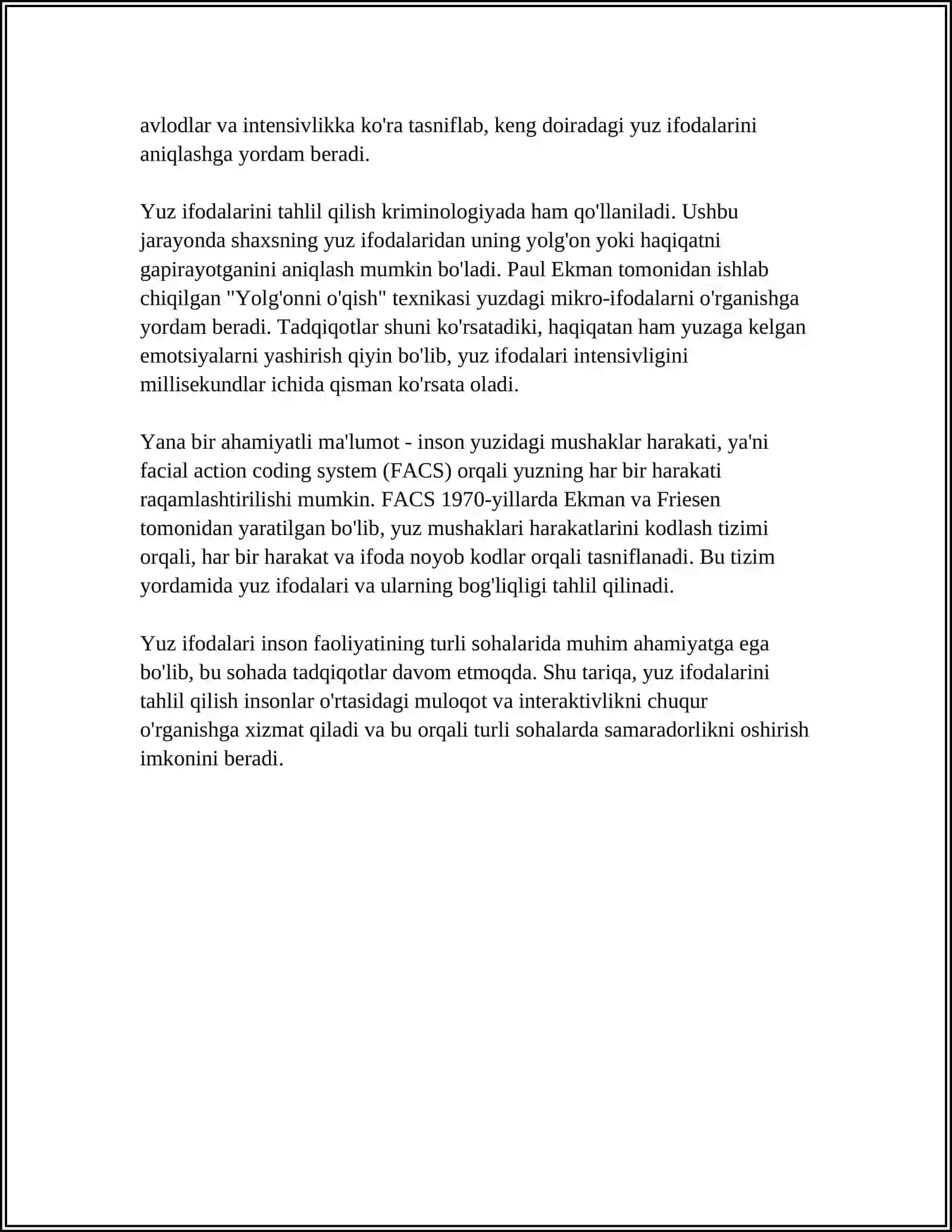 O'QITUVCHINING YUZLARINI OQISH, BOSHQALARNING AHVOLINI TUSHINISH SANATI 4