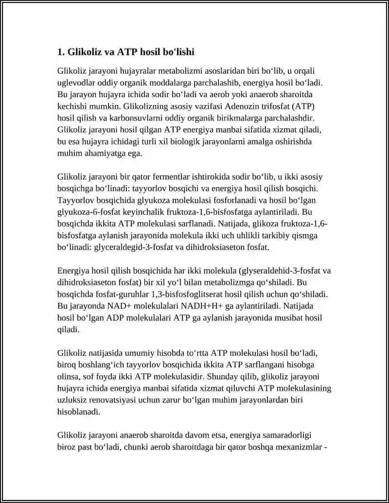 METABOLIZM JARAYONIDA ENERGIYA HOSIL BO'LISHI VA SARFLANISHI 4