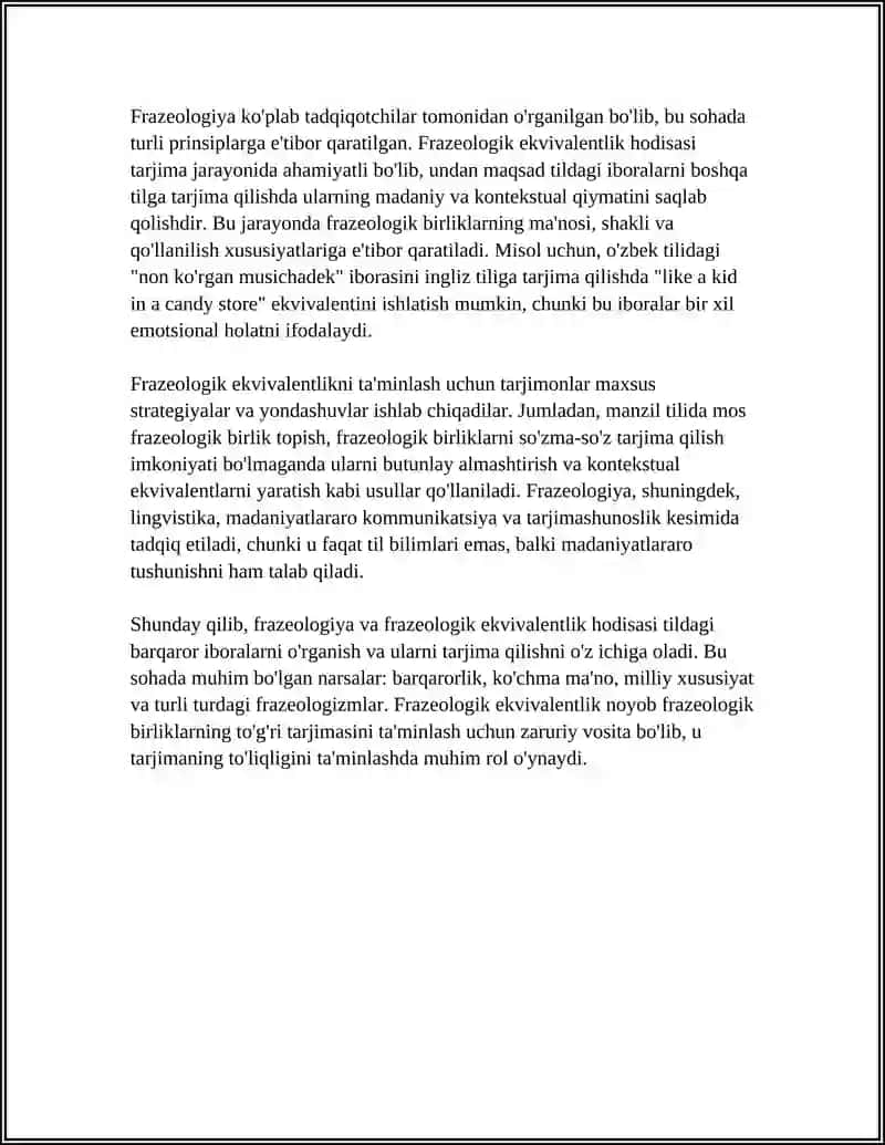 FRAZOLOGIYA, FRAZOLOGIK EKVIVALENTLIK HODISASI 4