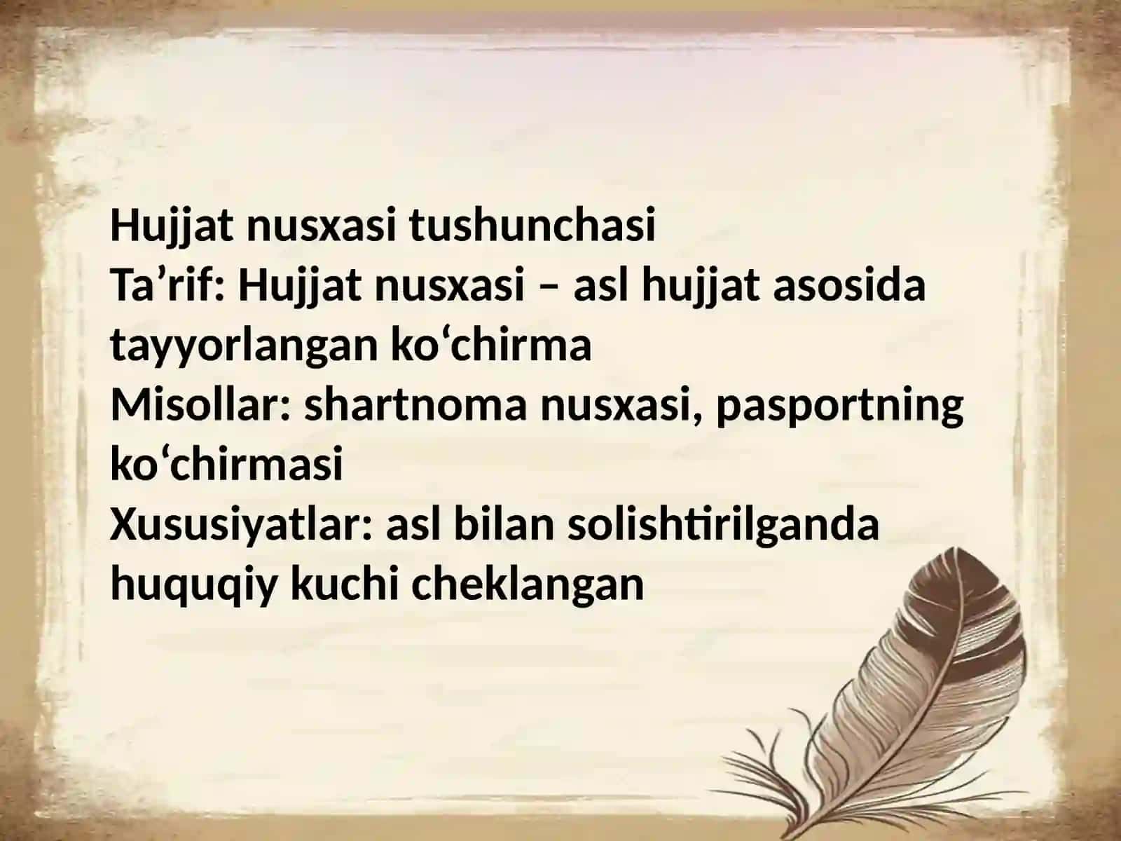 Asl hujjat va hujjat nusxalarining farqli jihatlari 4