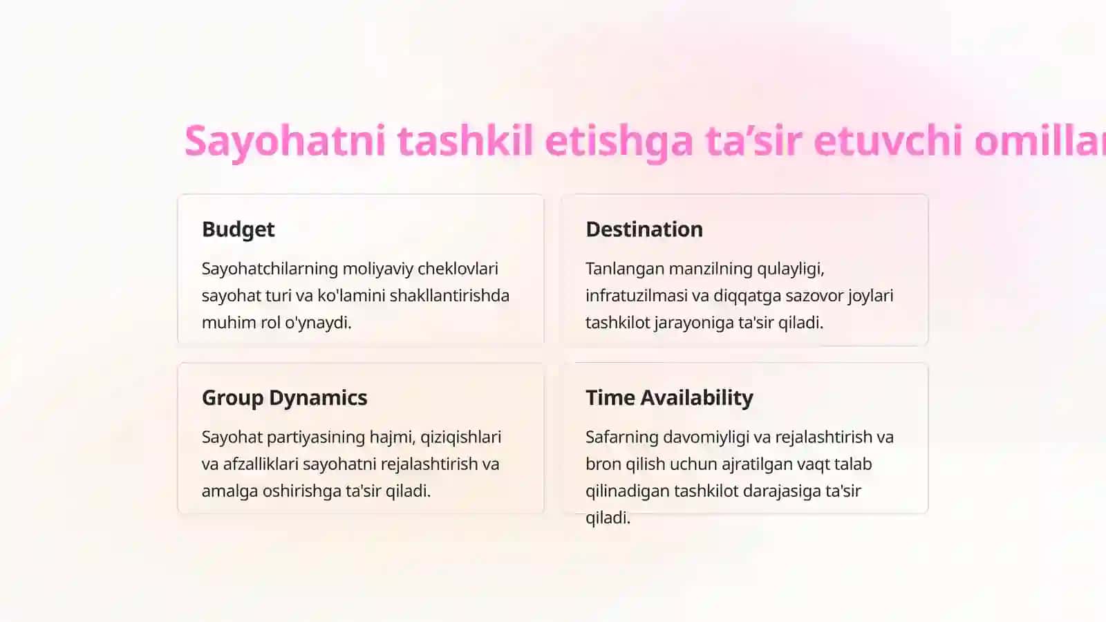 Tashkil etilgan turistik sayohatlarning ahamiyati 4