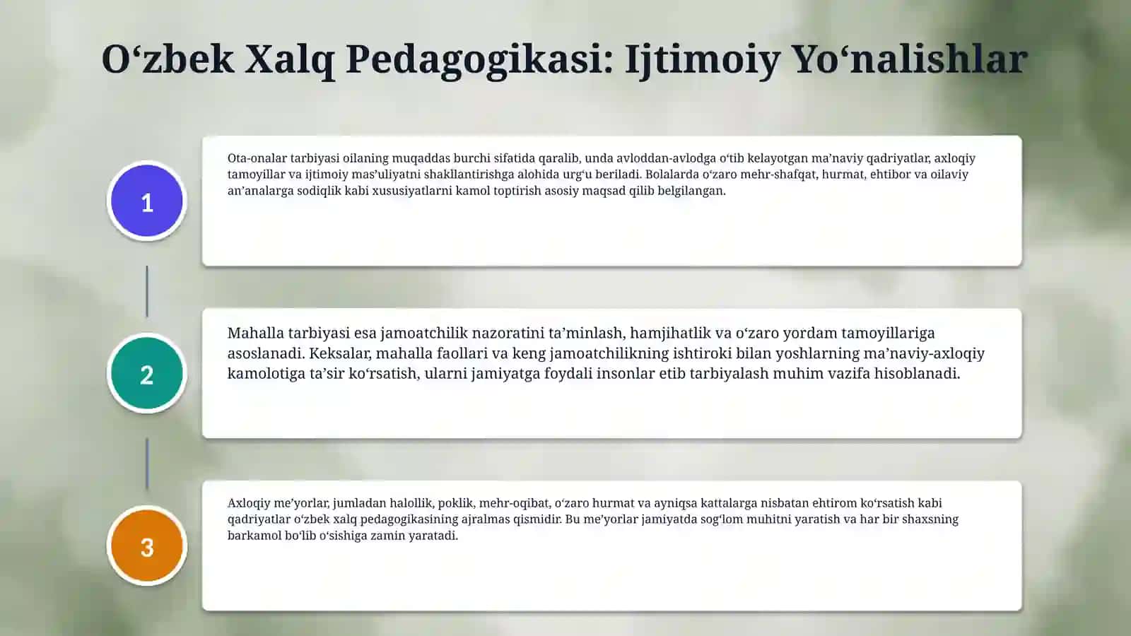 Oʻzbek xalq pedagogikasi va islom taʼlimotida ijtimoiy pedagogik gʻoyalar 4