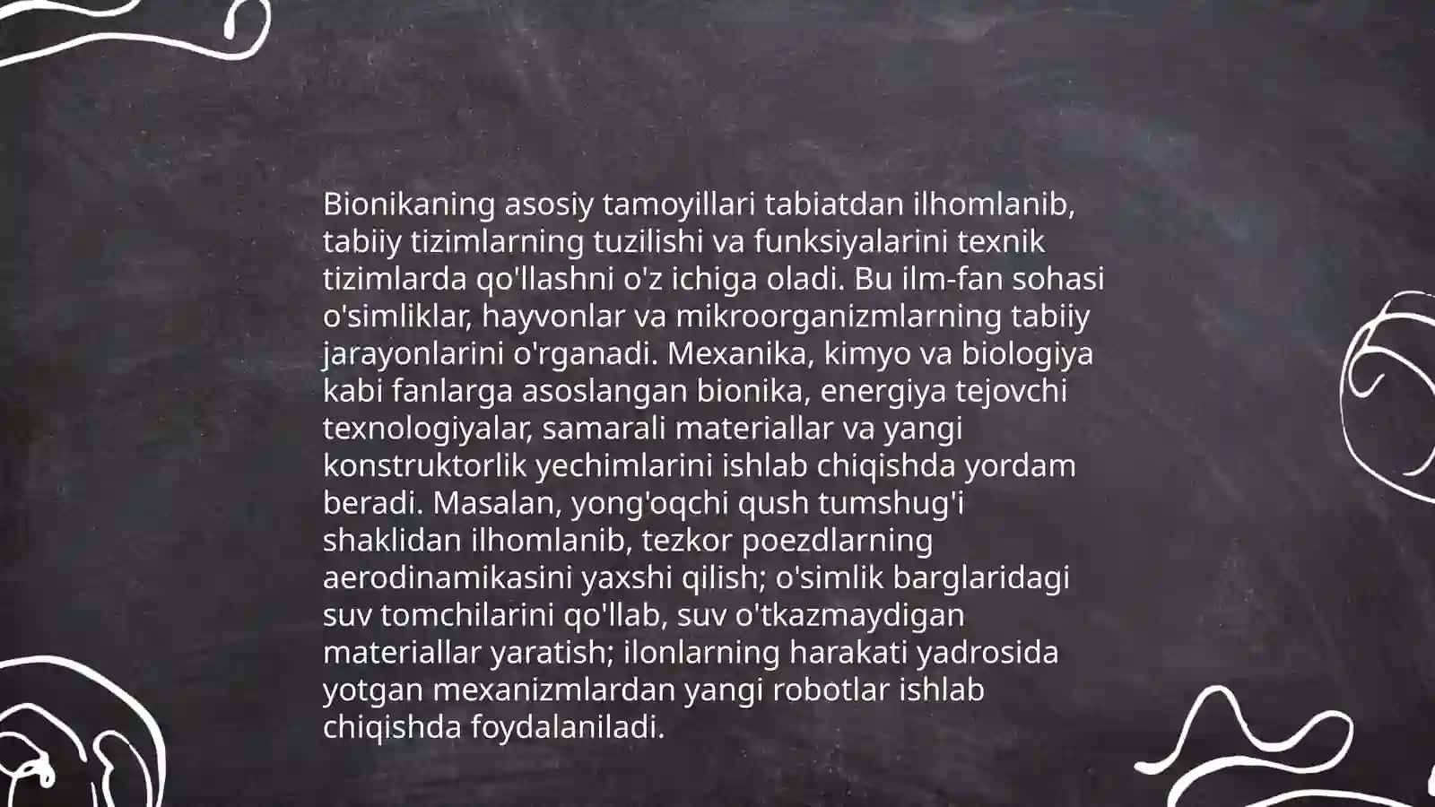 Bionika asoslari va uning inson hayotidagi oʻrni 4