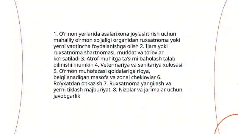 Oʻrmon xoʻjaligida asalarichilikning tashkil etishning huquqiy asoslari 4