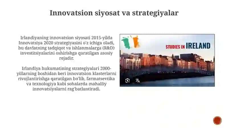 Innovatsion iqtisodiy davlat irlandianing iqtisodiy o'sishni taminlashdagi tajribalarini o'rganish 4