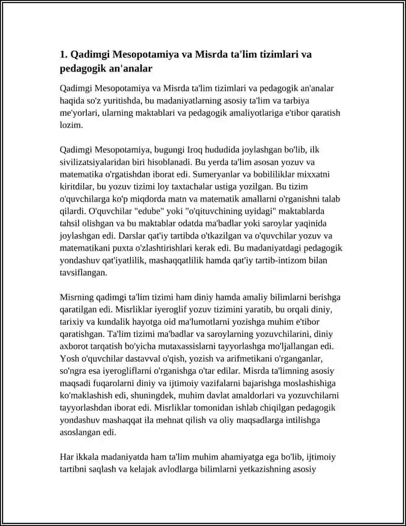 Qadimgi Mesopotamiya va Misrda ta'lim tizimlari va pedagogik an'analar 4