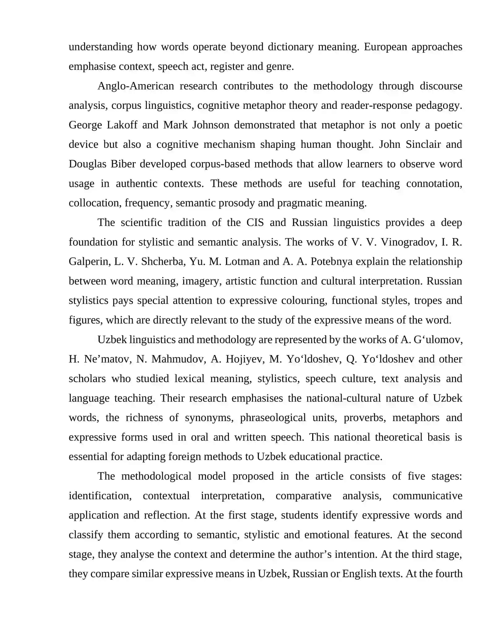 COMPARATIVE METHODOLOGY FOR STUDYING THE EXPRESSIVE MEANS OF THE WORD BASED ON FOREIGN METHODS 4