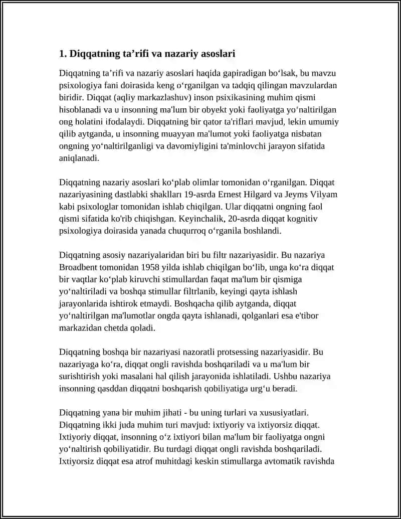 DIQQATNING ASOSIY XUSUSIYATLARI VA ULARNING EKSPERIMENTAL TADQIQ QILINISHI 4