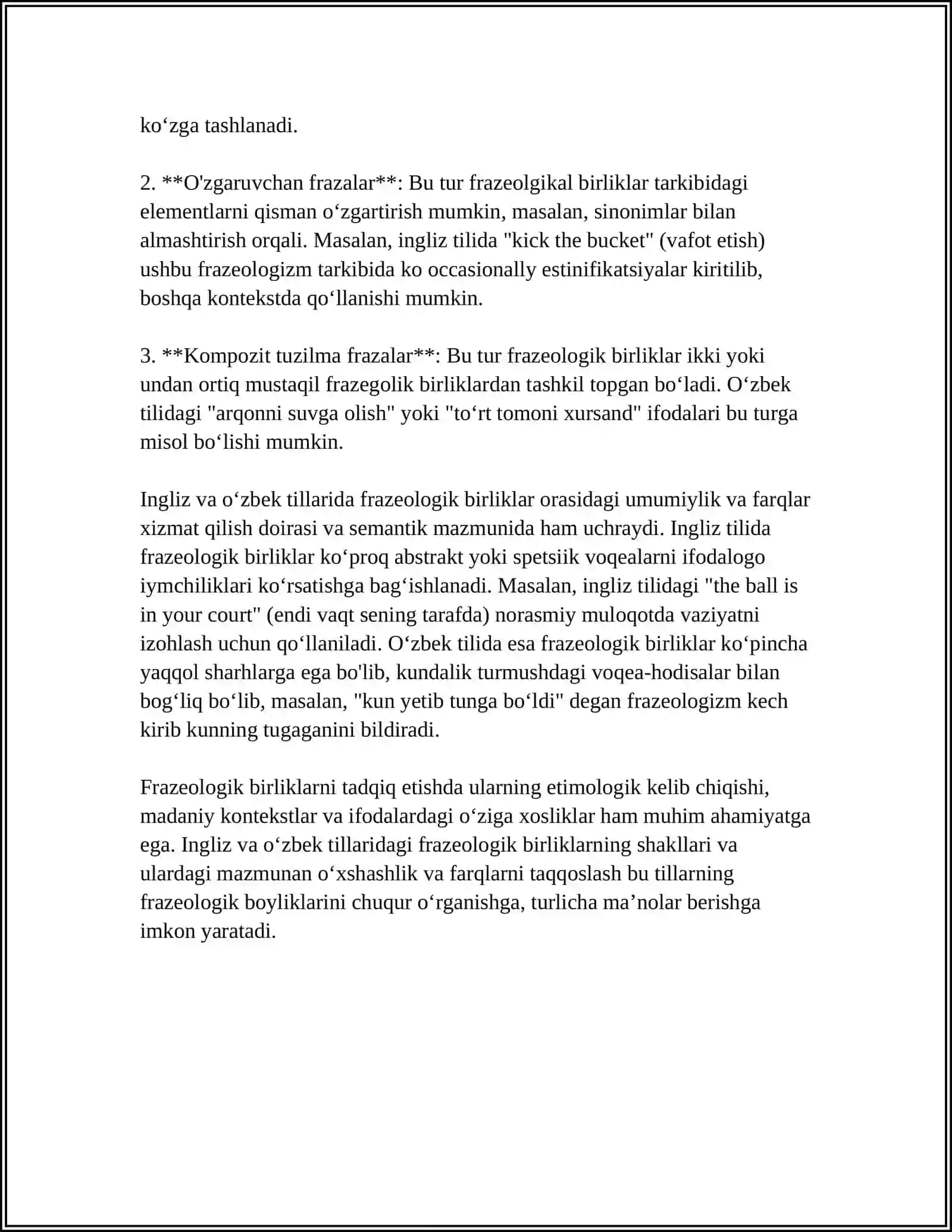 INGLIZ TILI VA O'ZBEK TILIDA FRAZEOLOGIYANING UMUMIY VA FARQLI TOMONI 4